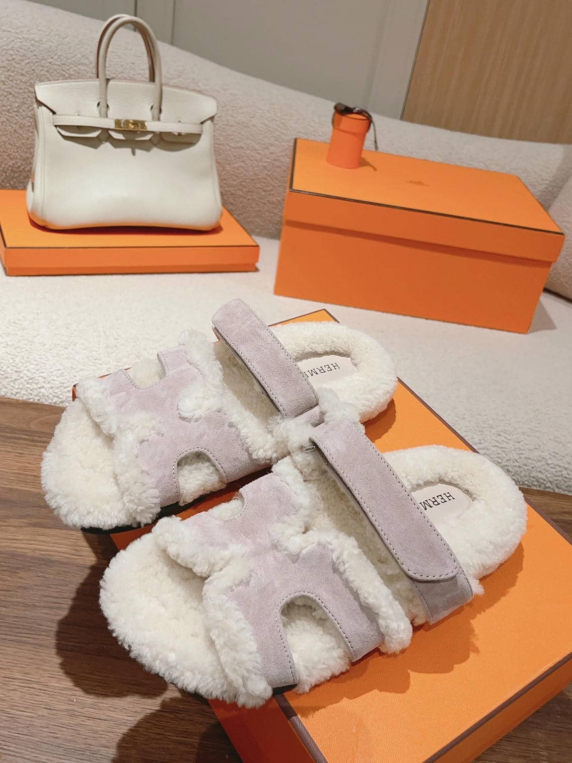 Hermès fur slippers-18
